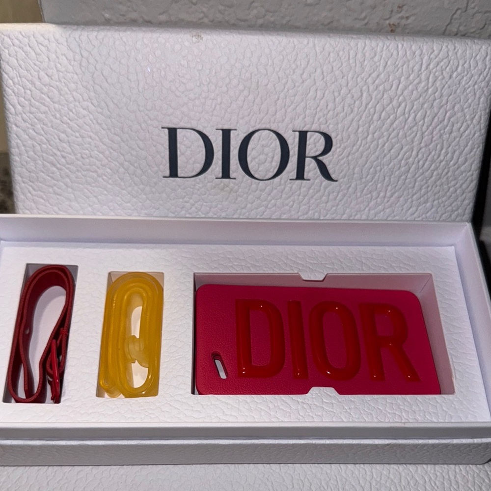 Authentic Dior Red and Yellow Key & Card Holder